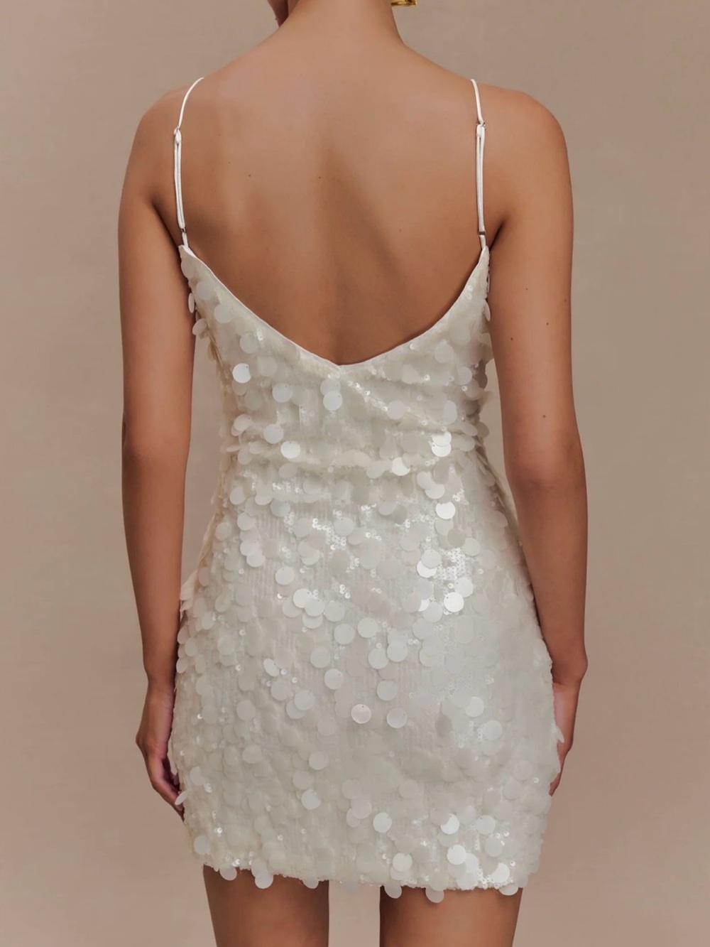 Meshki Romilly Ivory Sequin Mini Dress - Picture 2 of 4